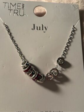 Time and Tru Silver Necklace with Red Accents